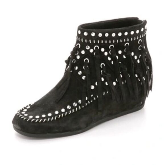 ASH Spirit Studded Suede Fringe Ankle Boots Size 39/8-8.5. B66 - Picture 1 of 10